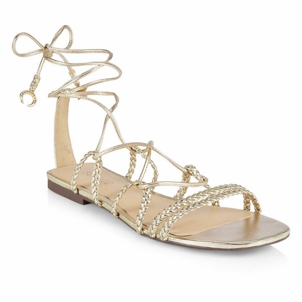 Schutz Lunah Braided Flat Gladiator Sandals Size 9.5B